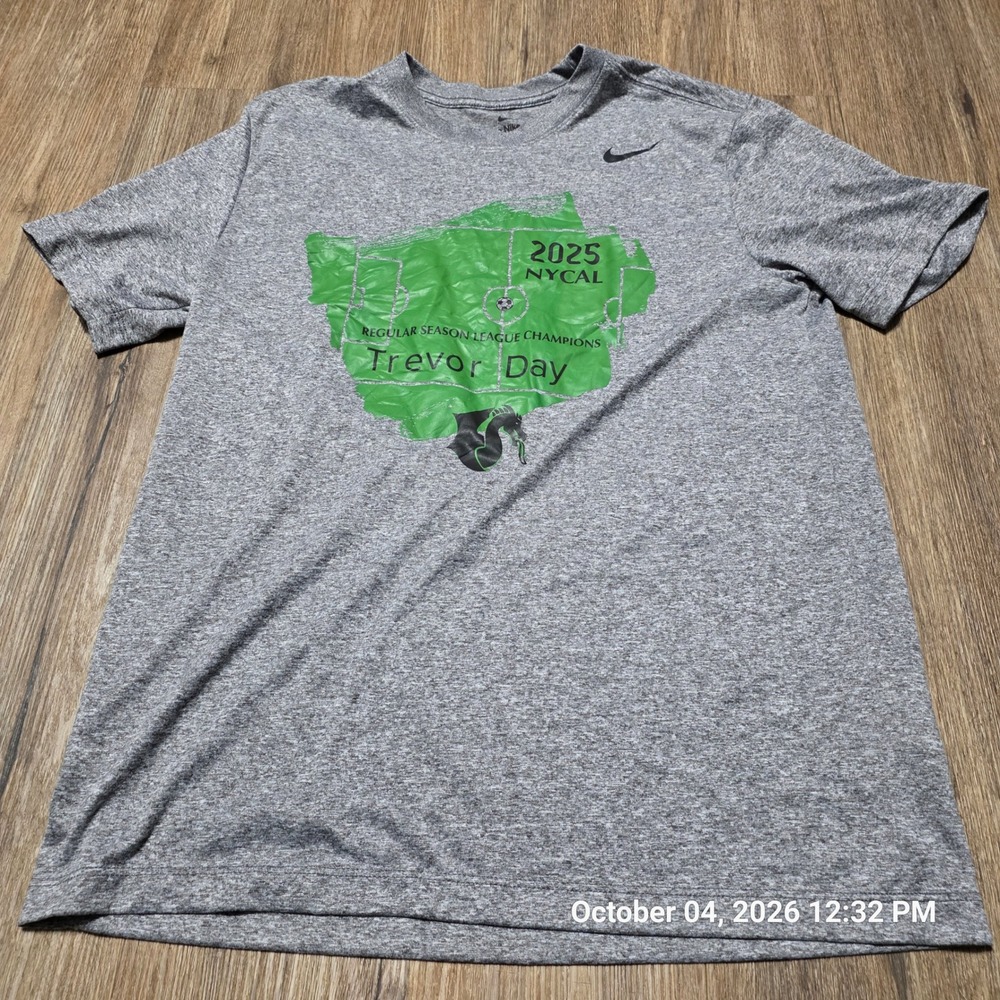 Nike Dri-FIT Trevor Day 2025 NYCAL Champions Soccer T-Shirt Gray Mens Medium